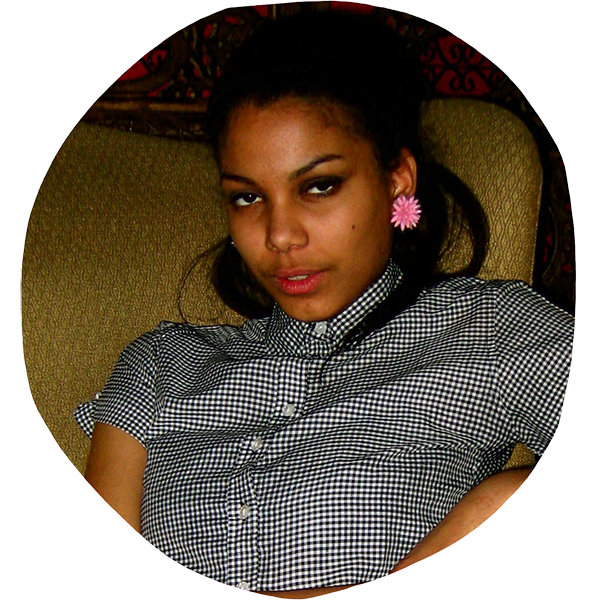 Miriam relaxing on an armchair