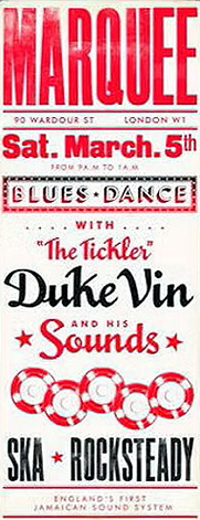 Vintage advert for Duke Vin's Blues Dance at The Marquee club